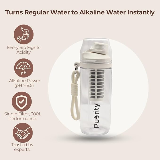 Puority Xpert Bottle - Alkaline Water Bottle for Healthier Daily Hydration (500 ML)